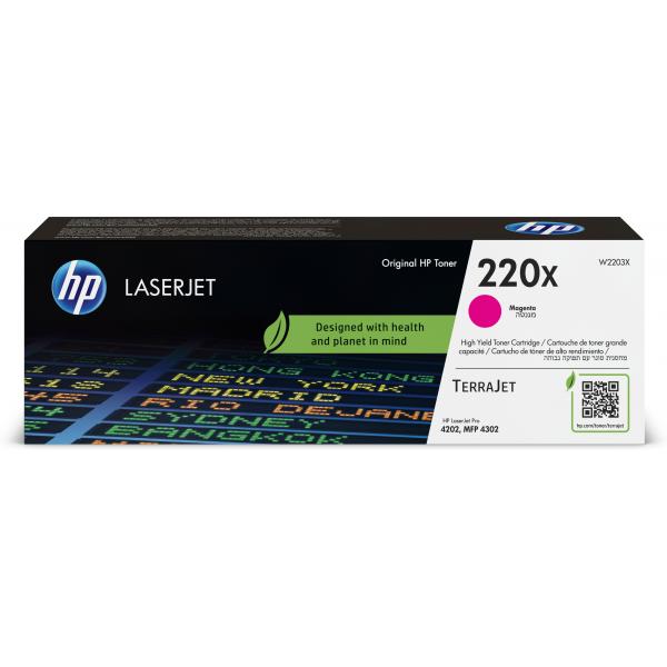 HP Cartuccia toner originale magenta LaserJet 220X (OEM HP W2203X/220X High Capacity Magenta Toner Cartridge 5.5k Pages)Hp0193808760327W2203X