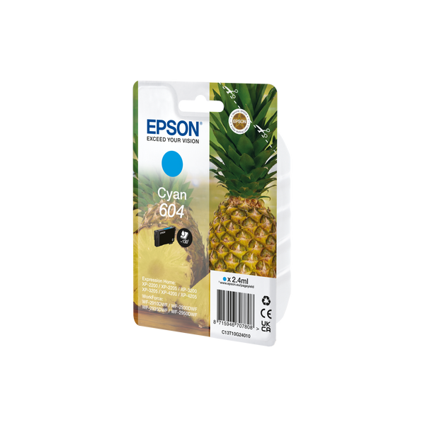 Epson 604 cartuccia d'inchiostro 1 pz Originale Resa standard Ciano (SINGLEPACK CYAN 604 INK - .)EpsonC13T10G24010