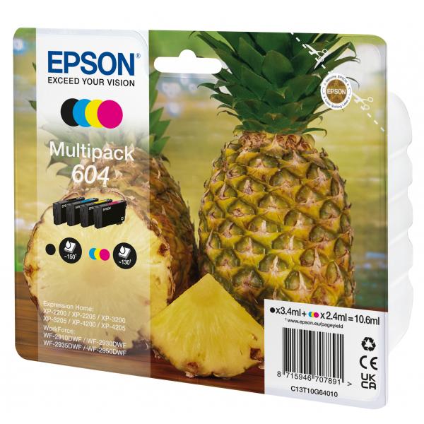 Epson 604 cartuccia d'inchiostro 4 pz Originale Resa standard Nero, Ciano, Magenta, Giallo (Epson 604XL Multipack - 4 pakker - XL)Epson8715946707907C13T10G64020