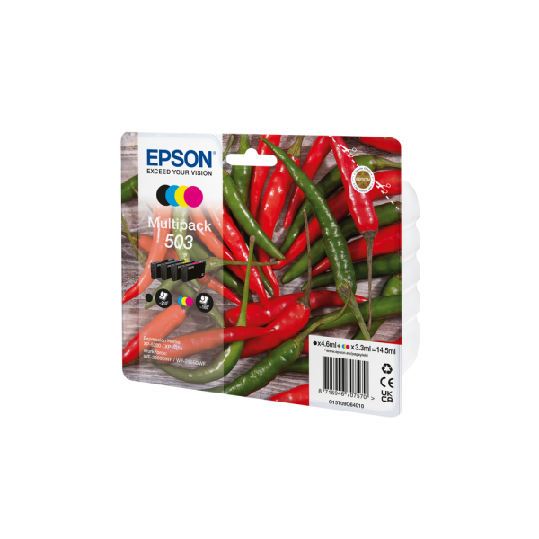 Epson 503 cartuccia d'inchiostro 4 pz Originale Resa standard Nero, Ciano, Magenta, Giallo (Epson 503 Multipack 4-pack black yellow cyan magenta 210pg Epson XP-5200 original ink cartridge)EpsonC13T09Q64010