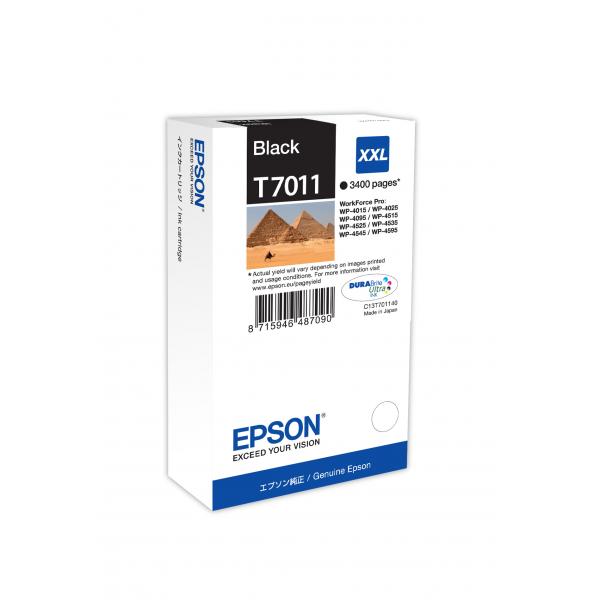 Epson Tanica Nero (Epson T7011 - 63.2 ml - misura XXL - nero - originale - blister - cartuccia d'inchiostro - per WorkForce Pro WP-4015 DN, WP-4095 DN, WP-4515 DN, WP-4525 DNF, WP-4595 DNF)EpsonC13T70114010