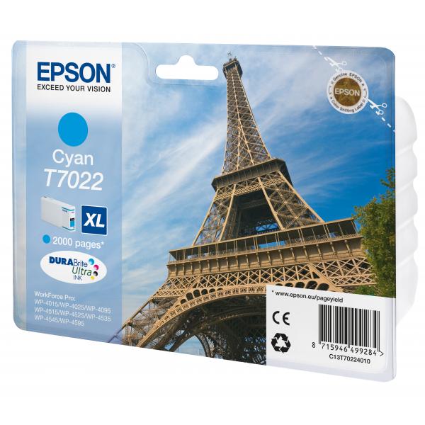 Epson Eiffel Tower Tanica Ciano (WP4000/4500 SERIES INK CART XL CYAN)EpsonC13T70224010