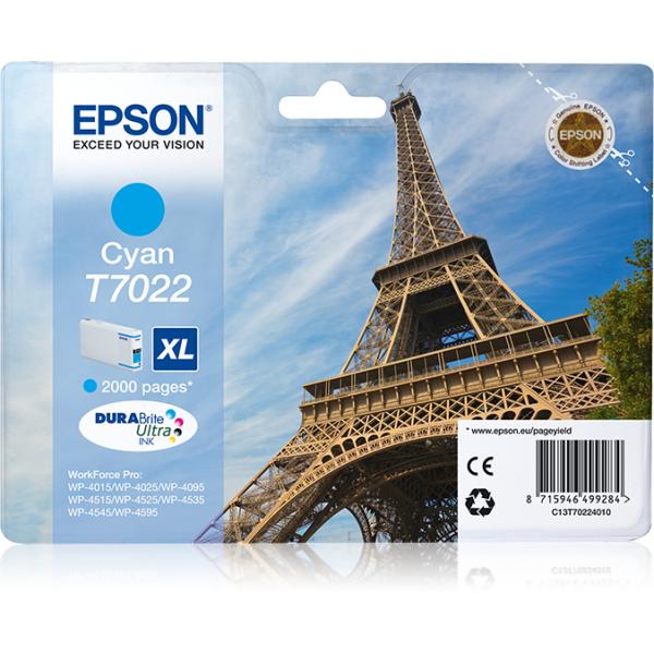 Epson Eiffel Tower Tanica Ciano (WP4000/4500 SERIES INK CART XL CYAN)EpsonC13T70224010