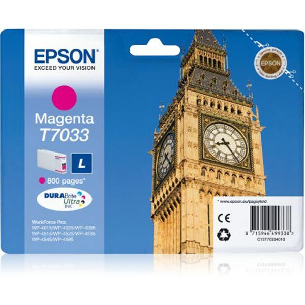 Epson Big Ben Tanica Magenta (EPSON WP4000/4500 L MAGENTA WP4000/4500 SERIES 0.8K)EpsonC13T70334010