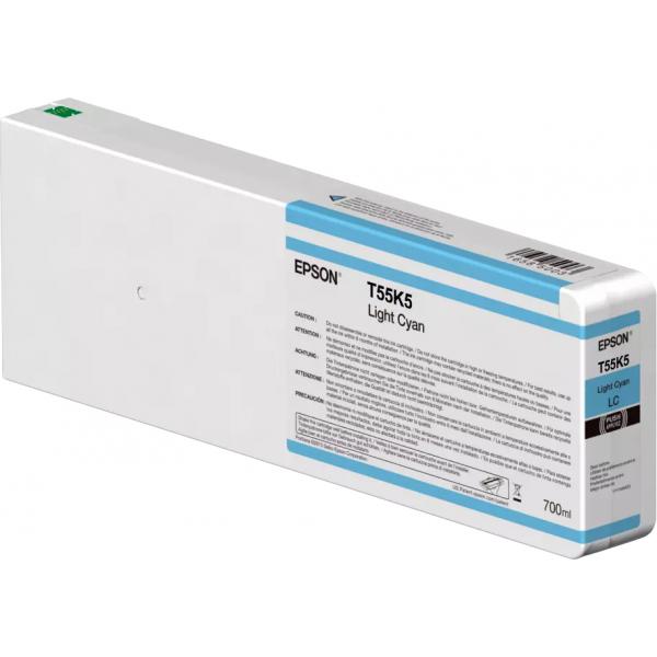Epson Singlepack Light Cyan T55K500 UltraChrome HDX/HD 700ml (T55K5 LIGHT CYAN INK CARTRIDGE-700ML)EpsonC13T55K500