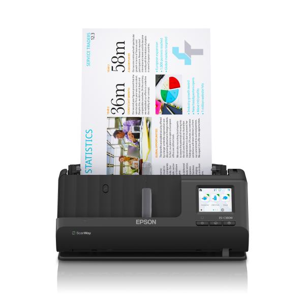 Epson ES-C380W Scanner con ADF + alimentatore di fogli 600 x 600 DPI A4 Nero (Epson ES-C380W - scanner med papirfdn)Epson8715946718279B11B269401