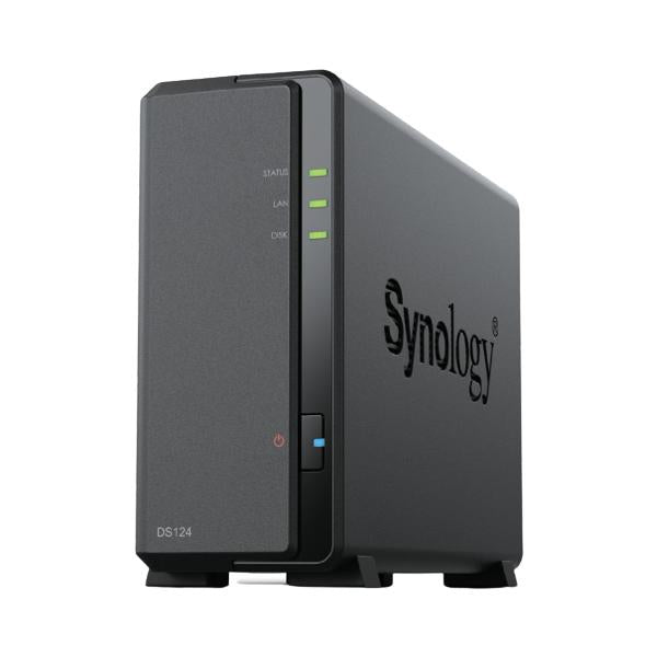 Synology DiskStation DS124 server NAS e di archiviazione Desktop Realtek RTD1619B 1 GB DDR4 0 TB DiskStation Manager Nero (Synology DS124 1 bay NAS; Realtek RTD1619B 1.7GHz quad-core processor; 1 GB non-ECC DDR4; 1 x 1GbE RJ-45 LAN ports and 2 x USB ...