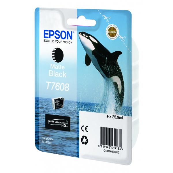 Epson C13T76084N10 cartuccia d'inchiostro 1 pz Originale Nero opaco (T7608 MATTE BLACK INK CART - 25 9ML)Epson8715946733760C13T76084N10