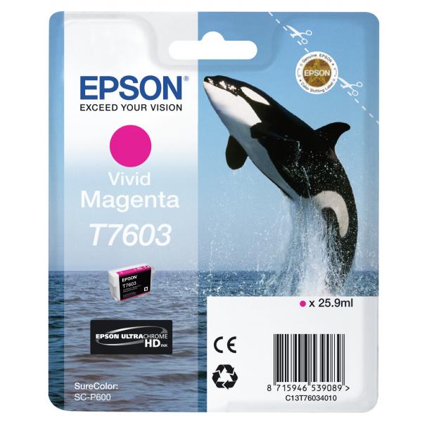 Epson C13T76034N10 cartuccia d'inchiostro 1 pz Originale Magenta vivido (T7603 VIVID MAGENTA INK CART- 25 9ML)Epson8715946733746C13T76034N10