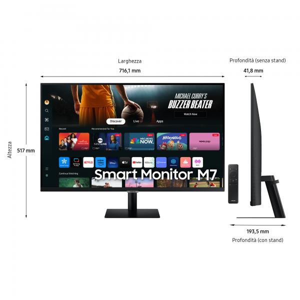 Samsung Smart Monitor M7 - M70D da 32'' UHD Flat (Samsung S32DM700UU sk?rm - LED baglys)Samsung8806095545257LS32DM700UUXEN