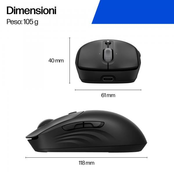 HP Mouse wireless ricaricabile 705 (705 Rechargeable Wireless - Mouse - Warranty: 12M)HpAZ7B1AA