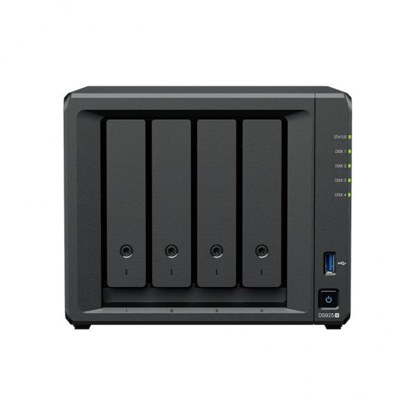 Synology DiskStation DS925+ server NAS e di archiviazione Ryzen Embedded V1500B 4 GB DDR4 0 TB Nero (Synology Disk Station DS925+ - NAS server - 4 bays - SATA-600 / NVMe - HDD - RAID JBOD, 0, 1, 5, 6, 10 - RAM 4 GB - 2.5 Gigabit Ethernet - iSCSI supp...