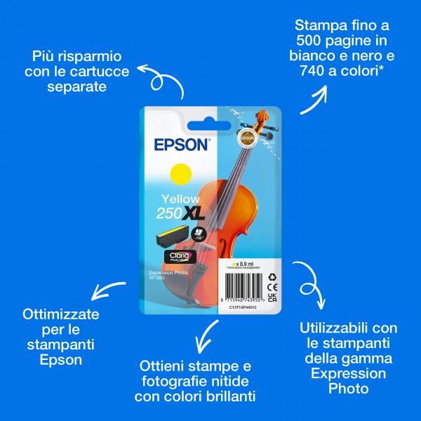 Epson Inchiostro giallo 250XL Claria Photo HD Violino in confezione singola (SINGLEPACK YELLOW 250XL INK)Epson8715946743950C13T16P44010