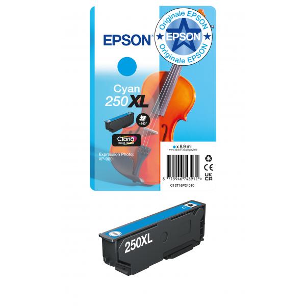 Epson Inchiostro ciano 250XL Claria Photo HD Violino in confezione singola (SINGLEPACK CYAN 250XL INK)Epson8715946743912C13T16P24010