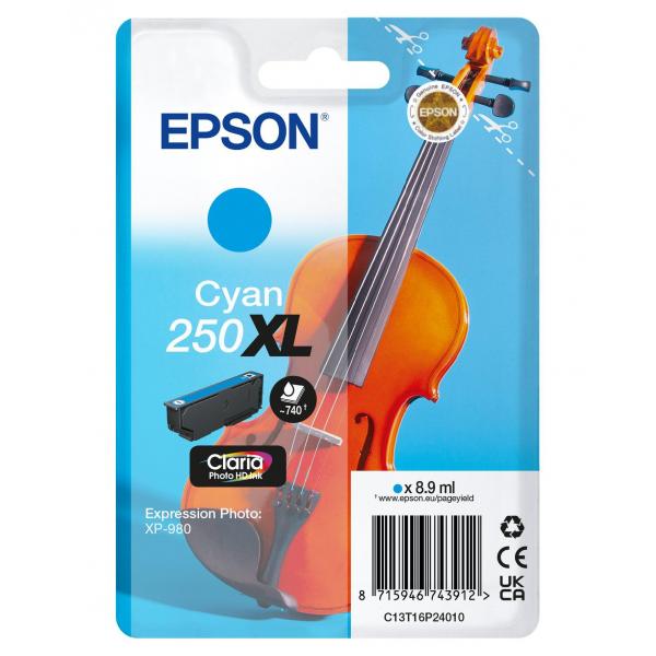 Epson Inchiostro ciano 250XL Claria Photo HD Violino in confezione singola (SINGLEPACK CYAN 250XL INK)Epson8715946743912C13T16P24010