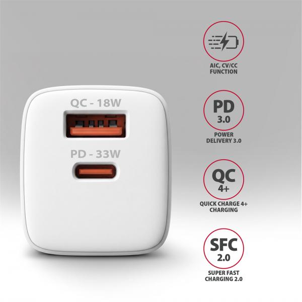ACU-PQ33W GaN wall charger 33W, USB-AHp8595247910288ACU-PQ33W