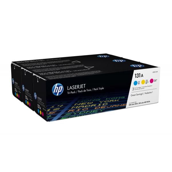 HP Confezione da 3 cartucce Toner originali ciano/magenta/giallo LaserJet 131A (Toner HP 131A / U0SL1AM Color-Pack)HpU0SL1AM