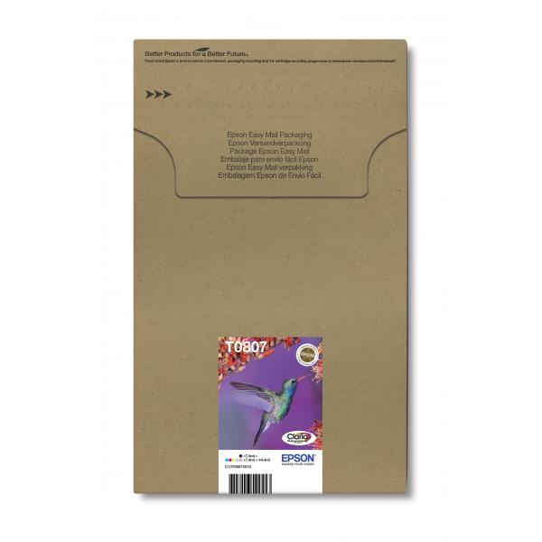 Epson Hummingbird Multipack 6 colori T0807 Claria Photographic Ink in confezione EasyMail Packaging (EPSON T0807 MULTIPACK EASY ML STYLUS PHOTO R265 EASYMAIL)EpsonC13T08074510