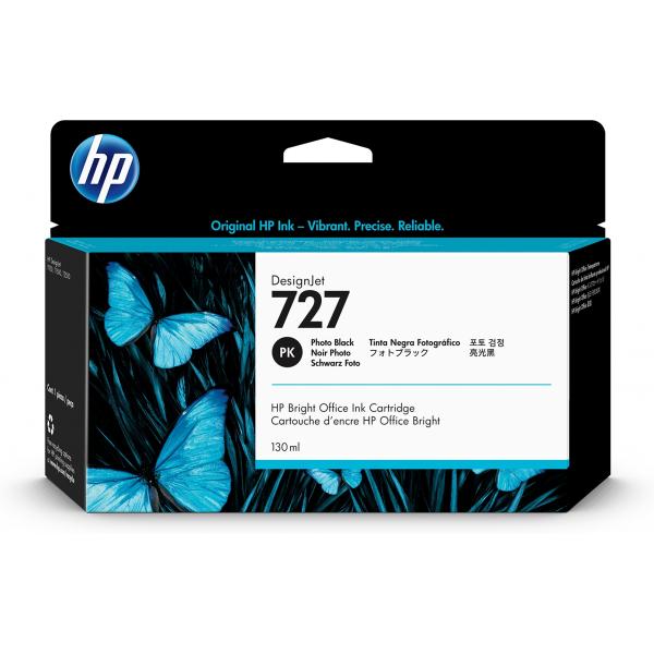 HP Cartuccia inchiostro nero fotografico DesignJet 727, 130 ml (INK CARTRIDGE HP 727 - 130-ML PHOTO BLACK)HpB3P23A