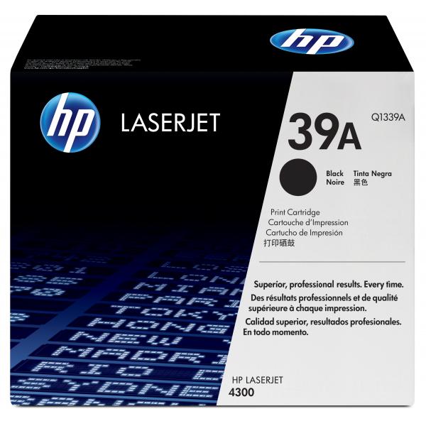 HP 39A Black Original LaserJet Toner Cartridge cartuccia toner 1 pz Originale Nero (Toner Black LJ 4300 - Pages 18.000 - Warranty: 3M)HpQ1339A