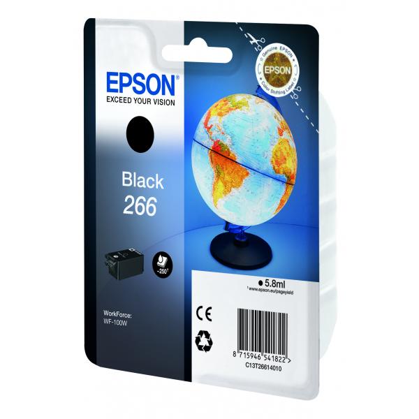 Epson Globe Singlepack Black 266 ink cartridge (SINGLEPACK BLACK 266 INK CARTR - RS BLISTER PCK [WITH RF/AM - Warranty: 12M)EpsonC13T26614020
