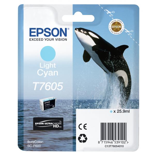 Epson Ciano chiaro T7605 (Epson T7605 Killer Whale Light Cyan Standard Capacity Ink Cartridge 26ml - C13T76054010)EpsonC13T76054010