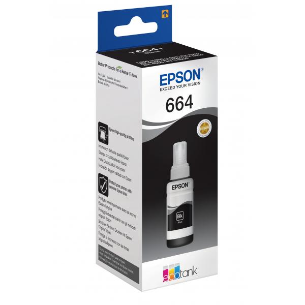Epson Flacone di inchiostro Nero 664 EcoTank (EPSON ECOTANK INK BOTTLE BLACK 70ML 664)EpsonC13T664140
