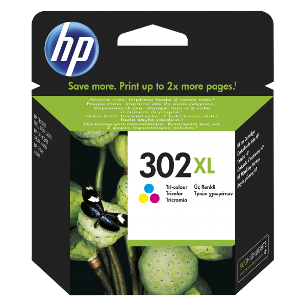 HP Cartuccia originale inchiostro tricromia ad alta capacità 302XL (OEM HP 302XL High Capacity Tri-Colour Ink Cartridge F6U67AE)HpF6U67AE