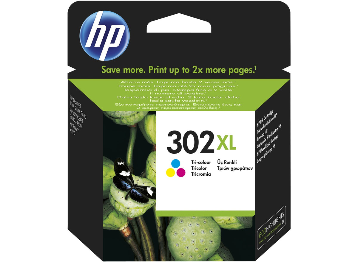 HP Cartuccia originale inchiostro tricromia ad alta capacità 302XL (HP 302XL - Hjtydende - farve [cyan,)HpF6U67AE#301