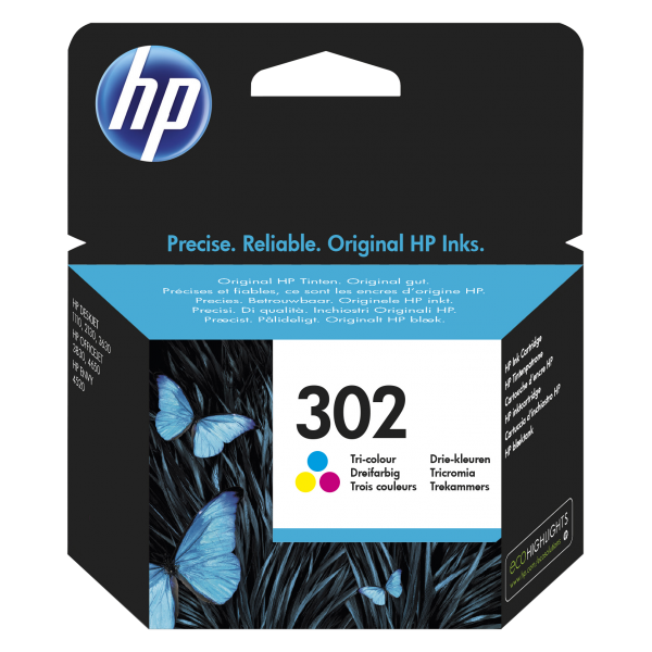 HP Cartuccia originale inchiostro tricromia 302 (OEM HP 302 Tri-Colour Original Ink Cartridge F6U65AE)HpF6U65AE