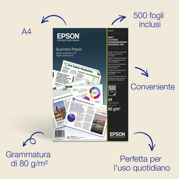 Epson Carta per l'ufficio A4 80 g/m2, 500 fogli (EPSON PAP INK/LS A4 80GR 500H)EpsonC13S450075