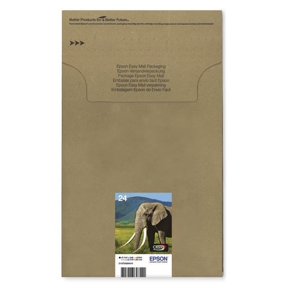 Epson Multipack 6 colori T24 Claria Photo HD in confezione Easy Mail Packaging (EPSON 24 6-COLOUR INK EASYMAIL, ELEPHANT)EpsonC13T24284510