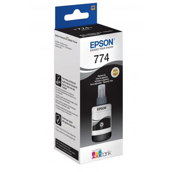 Epson Flacone di inchiostro a pigmenti Nero 774 EcoTank (EPSON T7741 PIGMENT BLACK INK BOTTLE 1x140ml)EpsonC13T774140