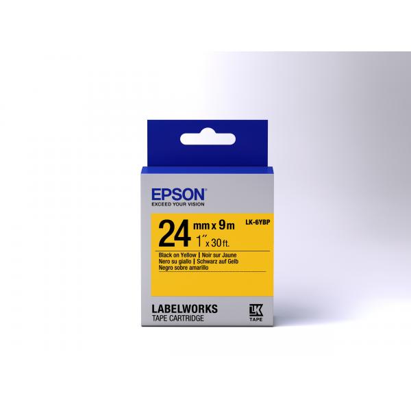 Epson Nastro fondo Pastello Giallo per testo Nero 24/09 LK-6YBP (TAPE - LK-6YBP PASTEL BLK-/YELL - YELL 24/9)EpsonC53S656005