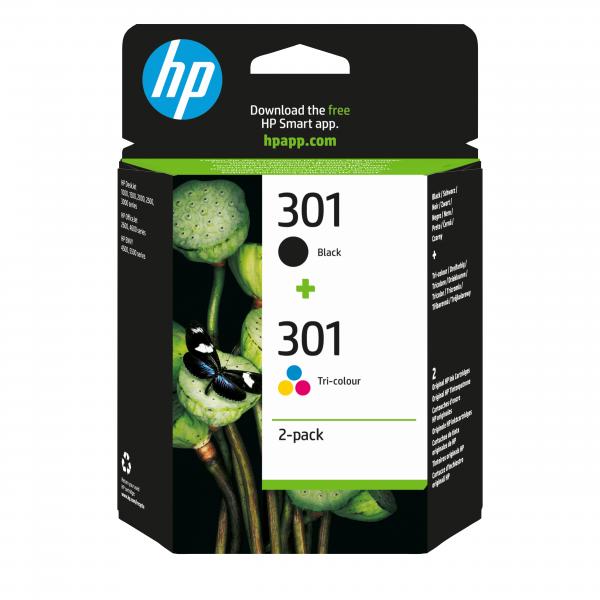 HP Confezione da 2 cartucce originali di inchiostro nero/tricromia 301 (OEM HP 301 Black and Tri-Colour OrigInal Ink Cartridge Multipack N9J72AE)HpN9J72AE