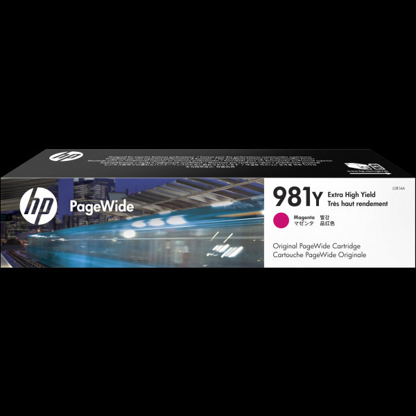 HP Cartuccia magenta originale ad altissima capacità PageWide 981Y (Ink/981Y Extra HY Magenta - 981Y, Original, Pigment-based - ink, Magenta, HP, HP PageWide Enterprise Color 556/586, Inkjet printing - Warranty: 12M)HpL0R14A