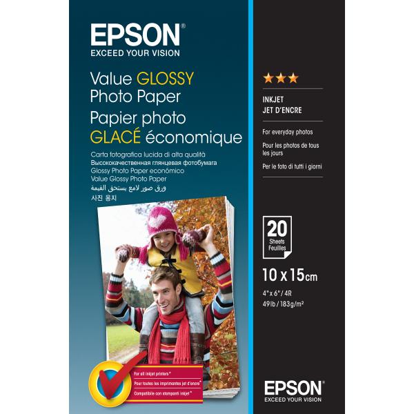 Epson Value Glossy Photo Paper - 10x15cm - 20 Fogli (GLOSSY PHOTO PAPER 10X15CM 20 SHEET)Epson8715946611853C13S400037