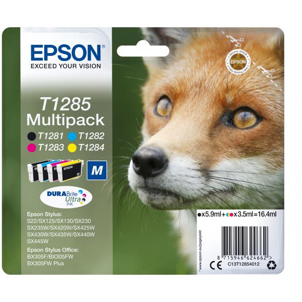 Epson Fox Multipack 4 colori DURABrite Volpe T1285 (Epson T1285 Multipack - 4 pakker - sor)EpsonC13T12854022