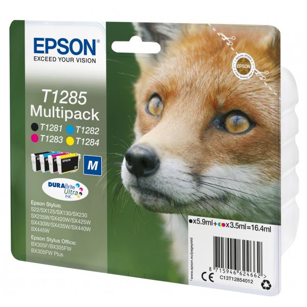 Epson Fox Multipack 4 colori DURABrite Volpe T1285 (Epson T1285 Multipack - 4 pakker - sor)EpsonC13T12854022