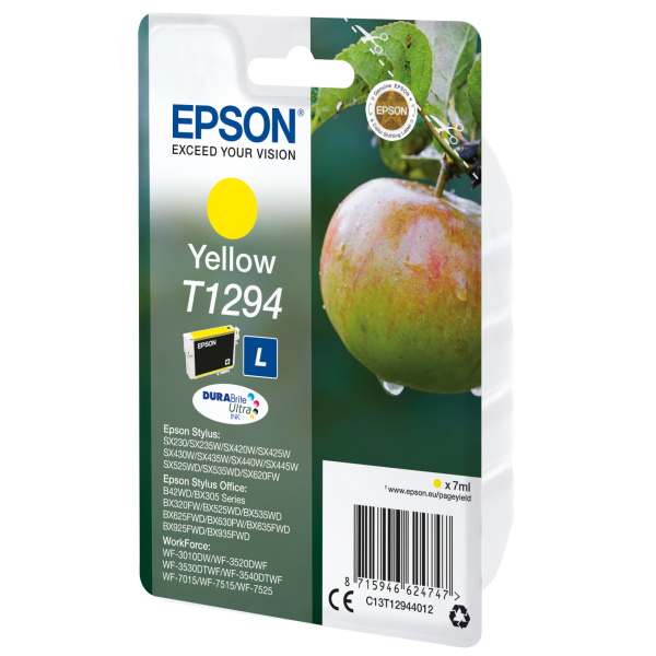 Epson Apple Inchiostro giallo singolo DURABrite Ultra Mela T1294 (EPSON T1294 YELLOW L INK T129 YELLOW L)EpsonC13T12944012