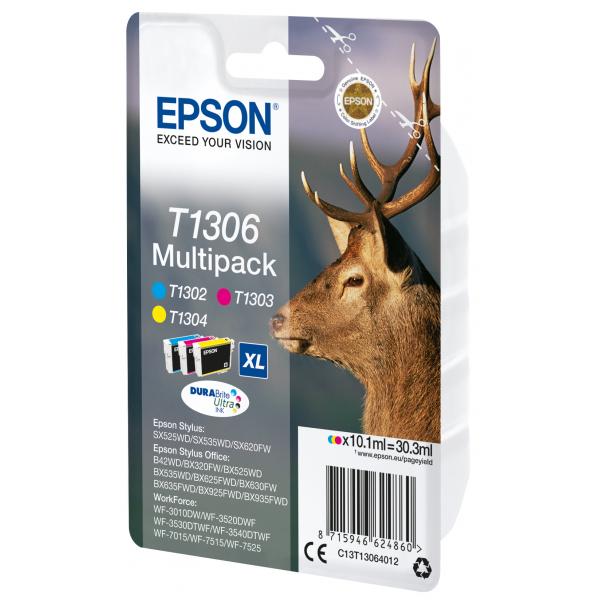 Epson Stag Multipack 3 colori DURABrite Ultra Cervo T1306 (INK CARTR DURABR ULTRA MULTIPK - 3 COLOUR BX320FW SX620FW SX525WD)EpsonC13T13064012