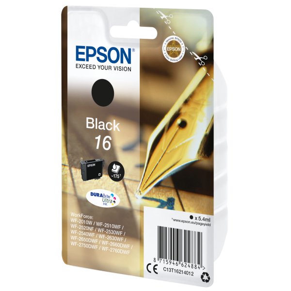 Epson Pen and crossword Singlepack Black 16 DURABrite Ultra Ink (OEM Epson C13T16214012 Durabrite Ultra Ink 16 Series Pen & Crossword Black)EpsonC13T16214012