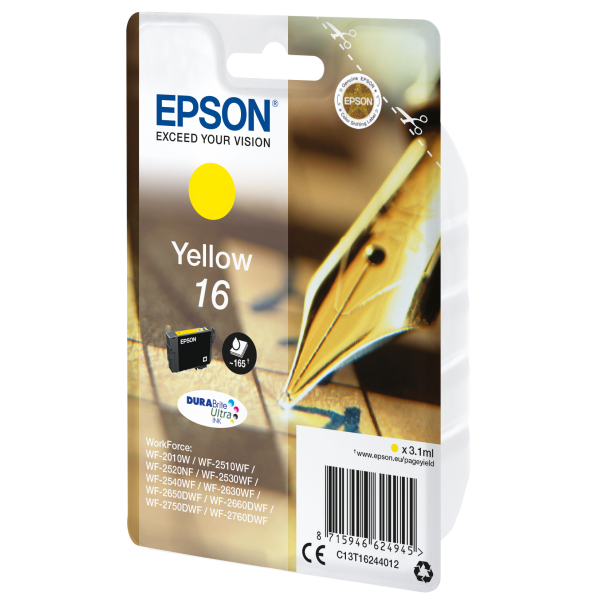Epson Pen and crossword Singlepack Yellow 16 DURABrite Ultra Ink (EPSON T1624 16 YELLOW INK Pen & Crossword)EpsonC13T16244012