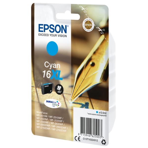 Epson Pen and crossword Singlepack Cyan 16XL DURABrite Ultra (INK CARTR DURABR ULTRA - CYAN 16XL)EpsonC13T16324012