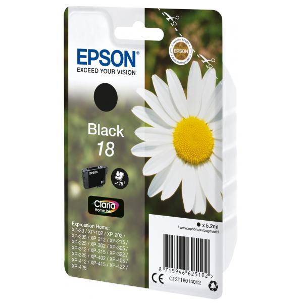 Epson Daisy Cartuccia Margherita Nero Inchiostri Claria Home 18 (EPSON T1801 18 BLACK INK CLARIA HOME DAISY 175PAGES)EpsonC13T18014012