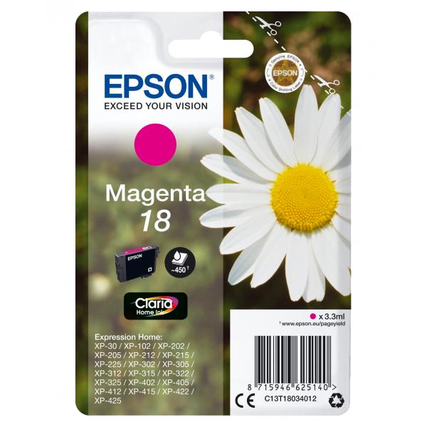 Epson Daisy Cartuccia Margherita Magenta Inchiostri Claria Home 18 (Epson 18 - magenta - original - bl?k)EpsonC13T18034012