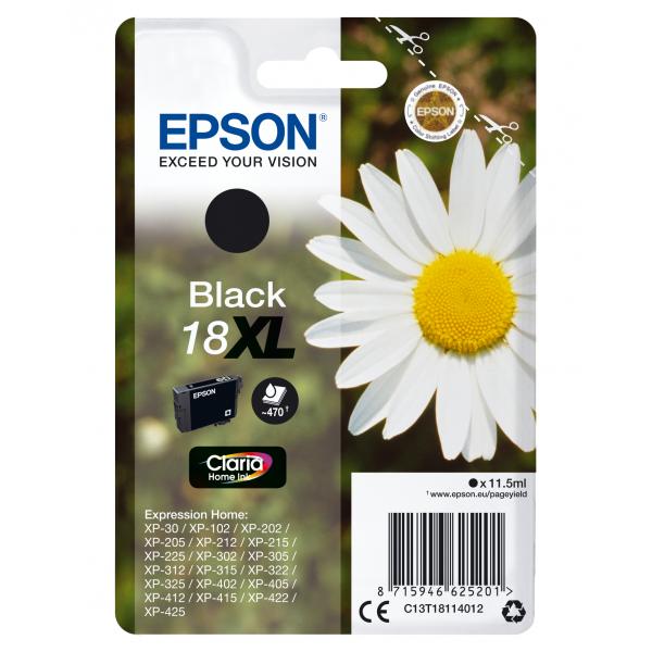Epson Daisy Cartuccia Margherita Nero Inchiostri Claria Home 18XL (EPSON T1811 18XL BLACK INK CLARIA HOME DAISY 470PAGES)EpsonC13T18114012