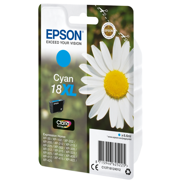 Epson Daisy Cartuccia Margherita Ciano Inchiostri Claria Home 18XL (EPSON T1812 18XL CYAN INK CLARIA HOME DAISY 470PAGES)EpsonC13T18124012