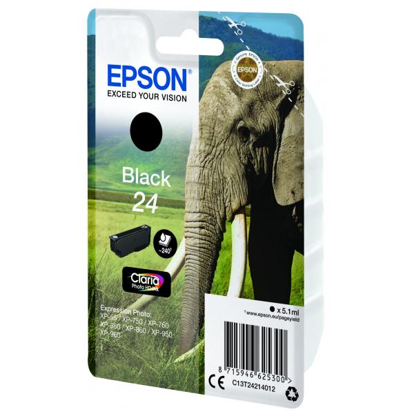 Epson Elephant Cartuccia Nero (EPSON T2421 24 BLACK INK CLARIA PHOTO HD ELEPHANT)EpsonC13T24214012