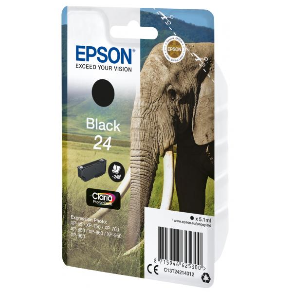 Epson Elephant Cartuccia Nero (Epson 24 - sort - original - blkpatro)EpsonC13T24214022